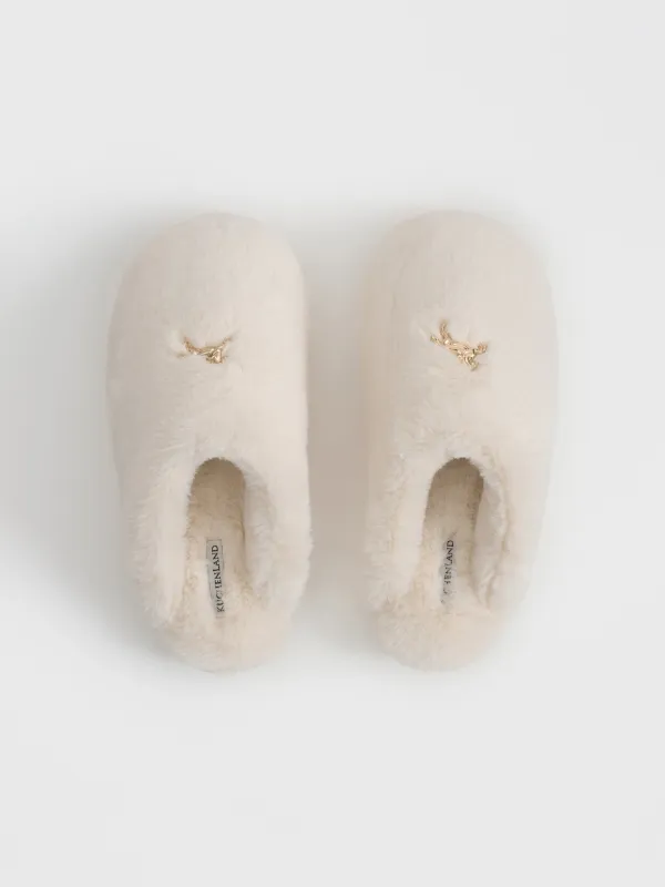 Әйелдер тәпішкелері, үйге арналған, өлшемі 36-37, жасанды үлбір, сүт түстес, Жылқы, Chain, image-1