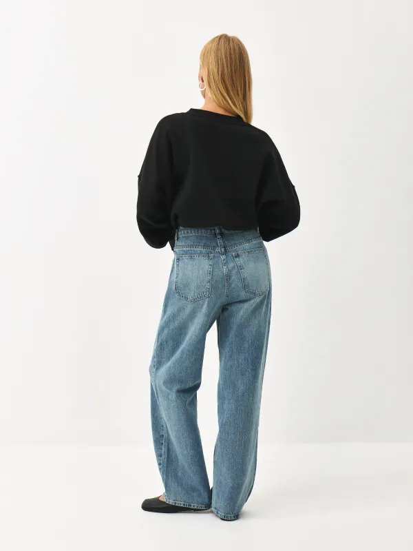 Әйелдер джинс шалбары, өлшемі 46, орташа белді, мақта/вискоза, көк, Straight Fit, Tiksma, image-3