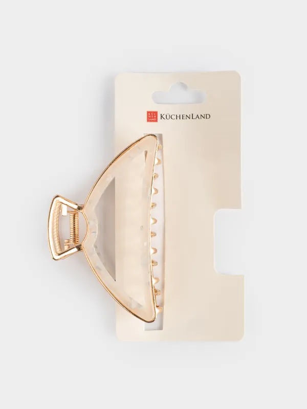 Заколка для волос, 10 см, акрил/металл, золотистая, Крабик, Glam, image-5