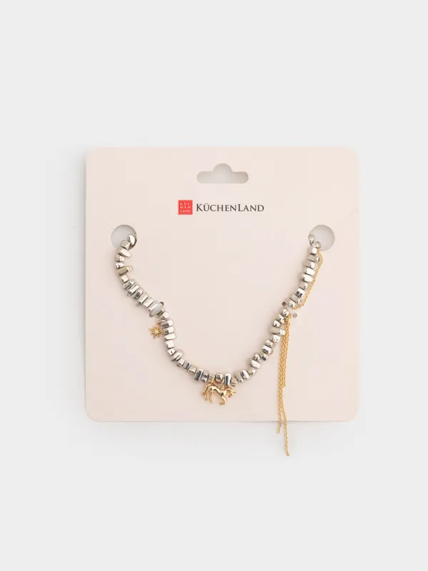 Колье, 46 см, с подвесками, металл, серебристо-золотистое, Лошадь, Jewelry horse, image-3