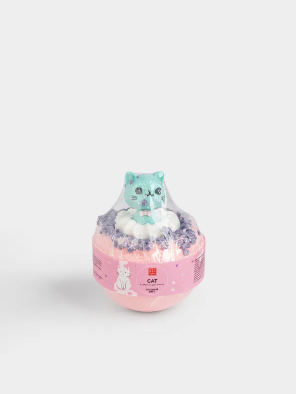 Бомбочка для ванны, 130 гр, с игрушкой, в ассортименте, розовая, Ягодный микс, Кошка, Cat, image-3