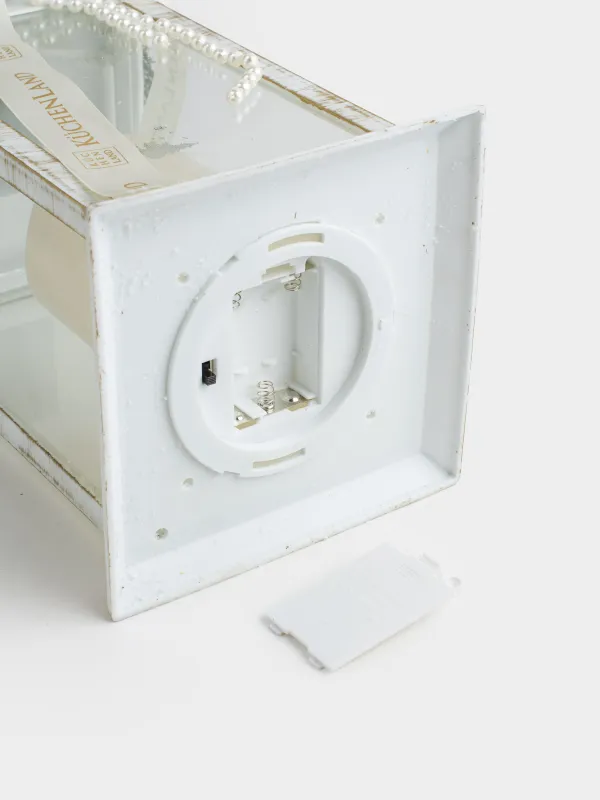 Светильник декоративный, 28 см, пластик, белый, Фонарь со свечой, White style, image-5