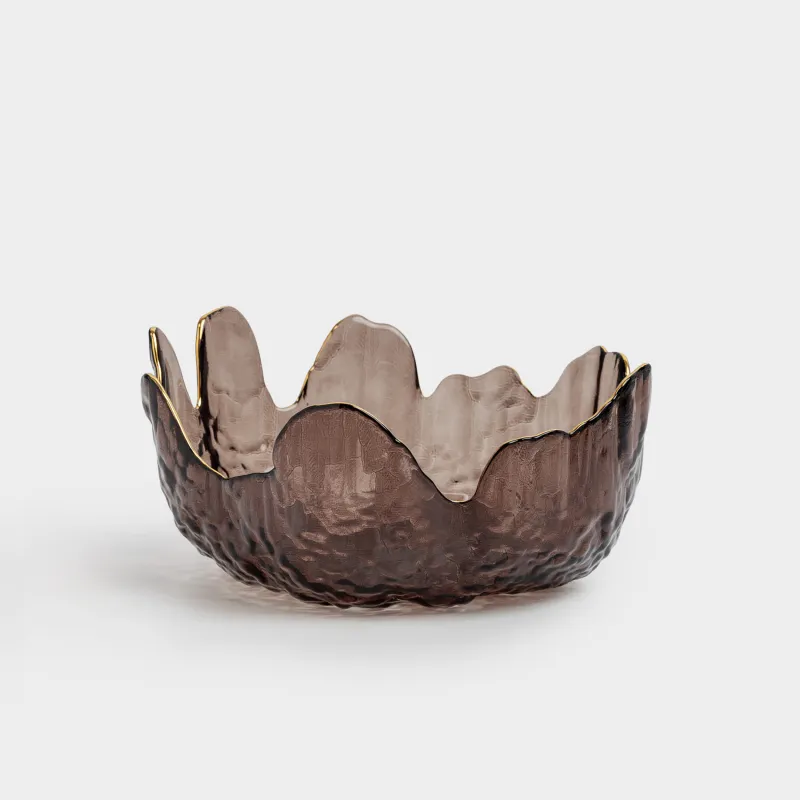 Салат ыдысы, 18х7 см, 700 мл, шыны, қоңыр, алтын жиегі бар, Nautilus color