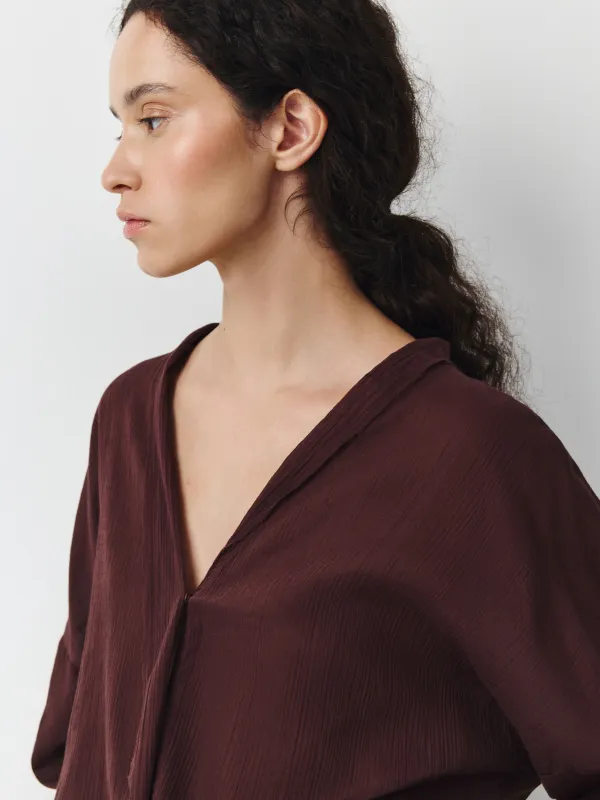 Әйелдер блузасы, өлшемі L, ұзын жеңді, түймелері бар, муслин К, қоңыр, Fermina, image-2