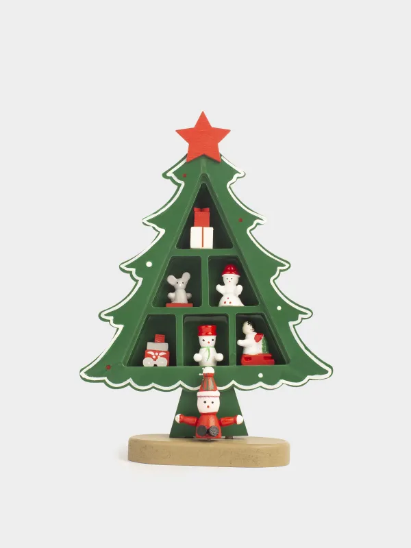 Статуэтка, 20 см, МДФ, зеленая, Ель-шкаф с игрушками, Christmas style, image-0