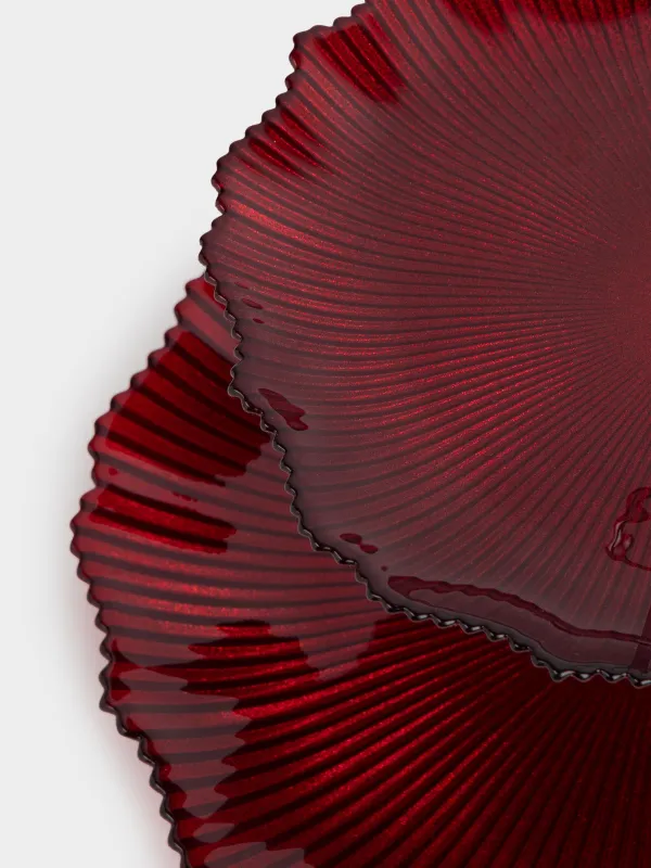 Пирожныйларға арналған тұғыр, 21х28/26 см, 2 қабат, шыны Р/металл, қызыл, Ribby color, image-1