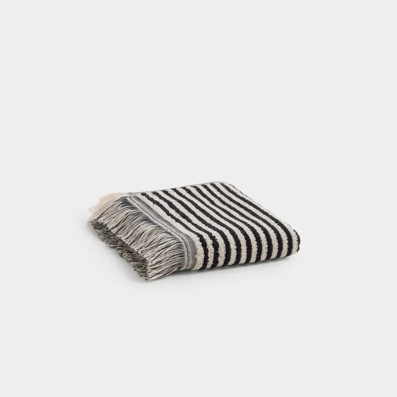 Полотенце, 40х60 см, хлопок, черно-бежевое, Полосы, Striped cotton