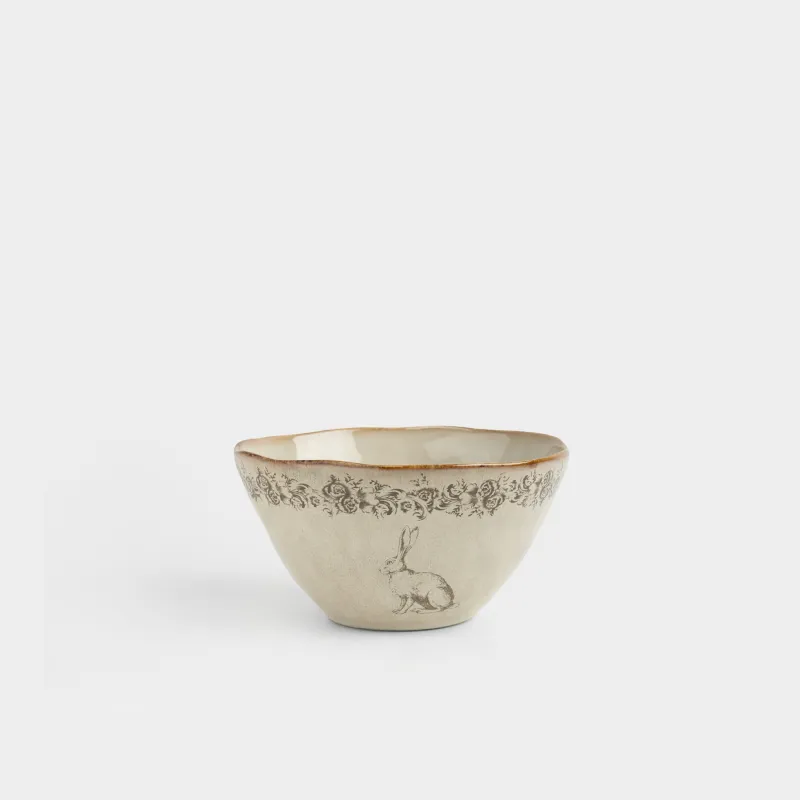 Салат ыдысы, 15х8 см, 700 мл, керамика, сарғылт-қоңыр, Гүлдері бар қоян, Rustic Easter