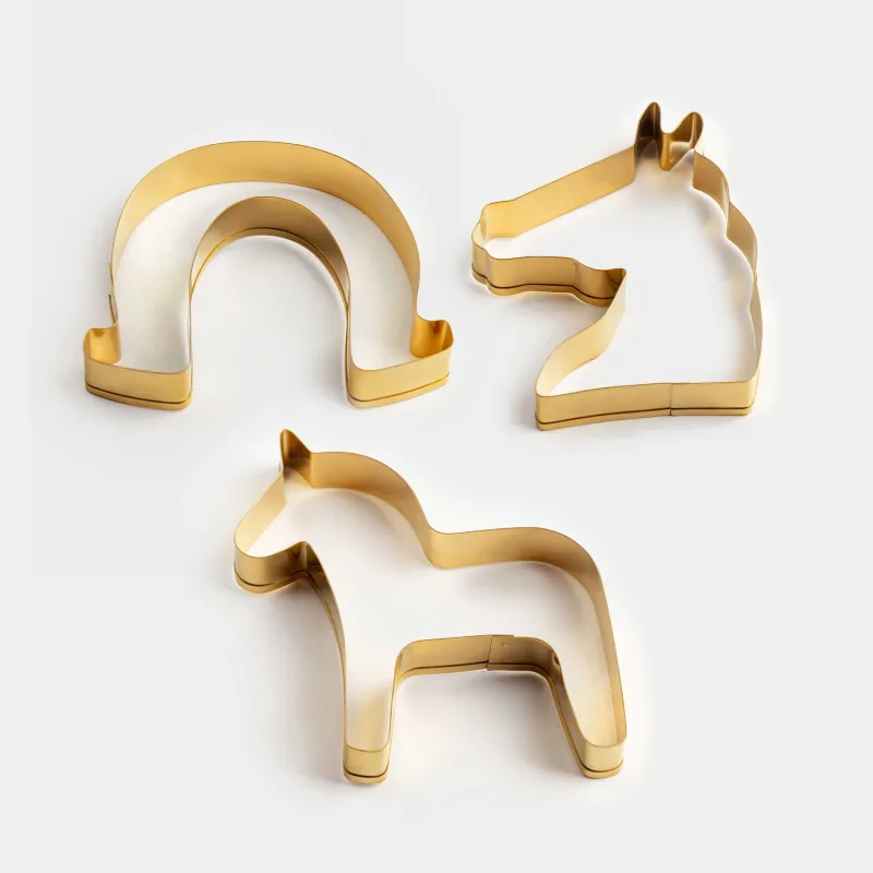 Набор форм для печенья, 3 шт, сталь, золотистый, Лошадь/Подкова, Bakery gold