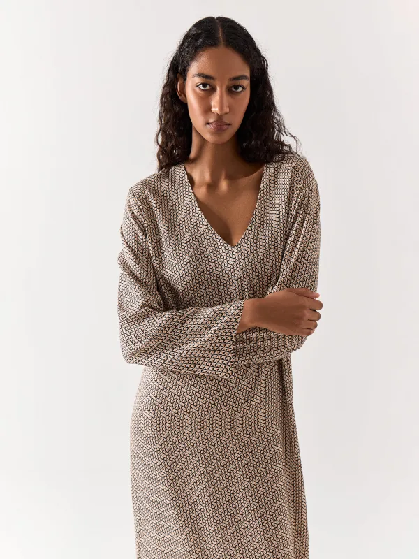 Платье, макси, бежевое, Emri, image-7