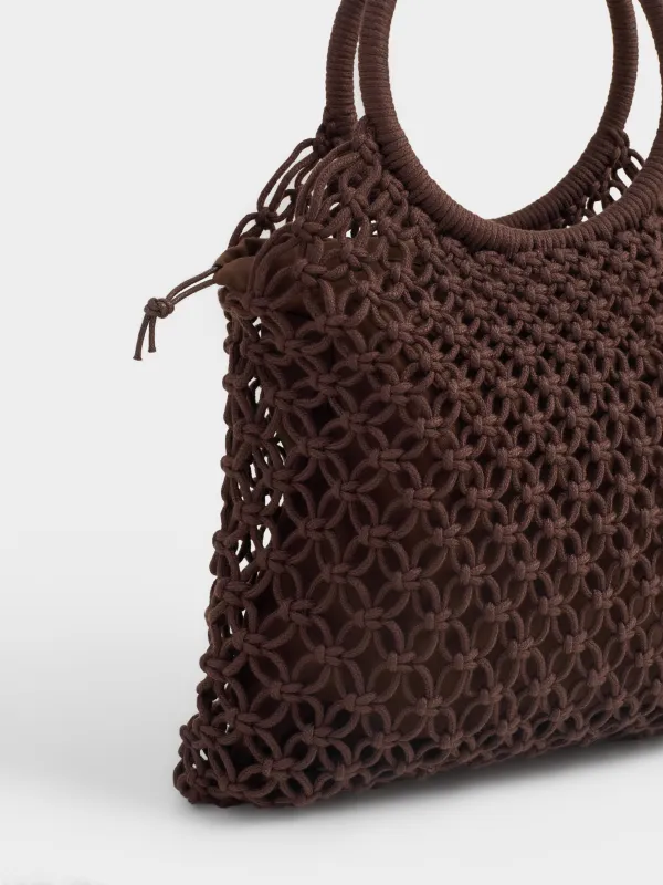 Сумка пляжная, 35х28 см, плетеная, полиэстер, коричневая, Stintino, image-1