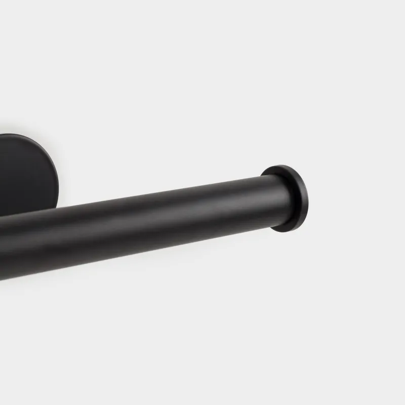 Держатель для туалетной бумаги, 16 см, настенный, на липучке, сталь, черный, Total black, image-7