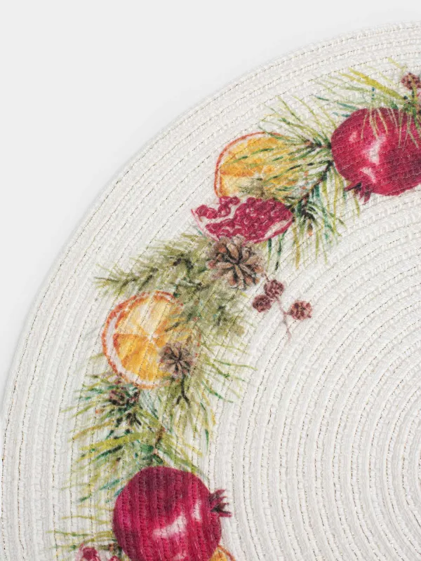 Аспаптарға арналған майлық, 38 см, полиэстер, дөңгелек, ақ, Анарлар мен апельсиндер, Rotary print, image-4