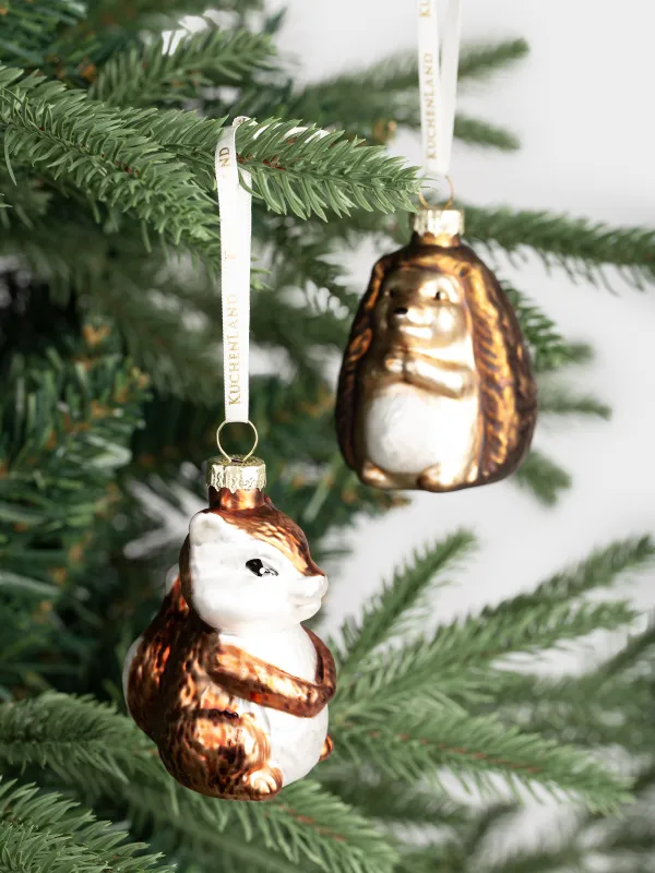 Набор елочных игрушек, 7 см, 2 шт, стекло, Новогодние звери, Figure christmas, image-3