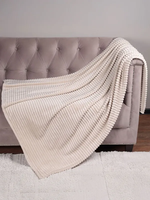 Плед, 130х170 см, фланель, песочный, Объемные полосы, Flannel, image-0