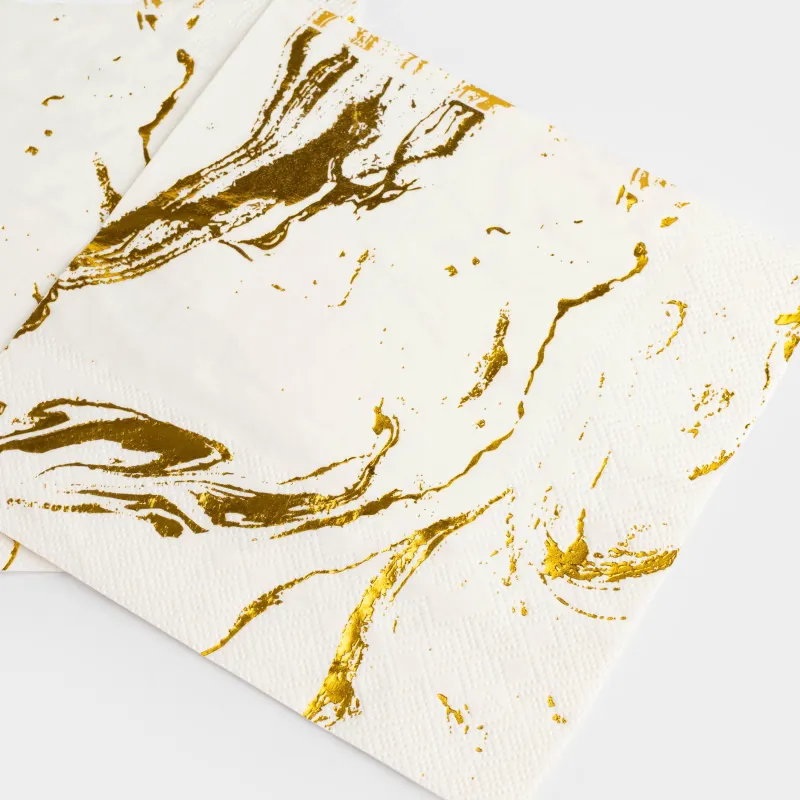 Қағаз майлықтар, 33х33 см, 20 дана, ақ, алтын мәрмәр, Maniera, image-4