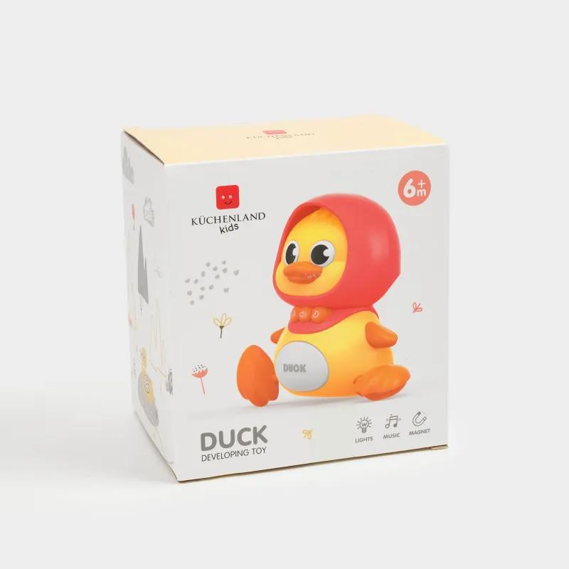 Ойыншық дамытушы, магнитті, 14 см, музыкалық, жарықтандырылған, пластик, сары, үйрек, Duck, image-5