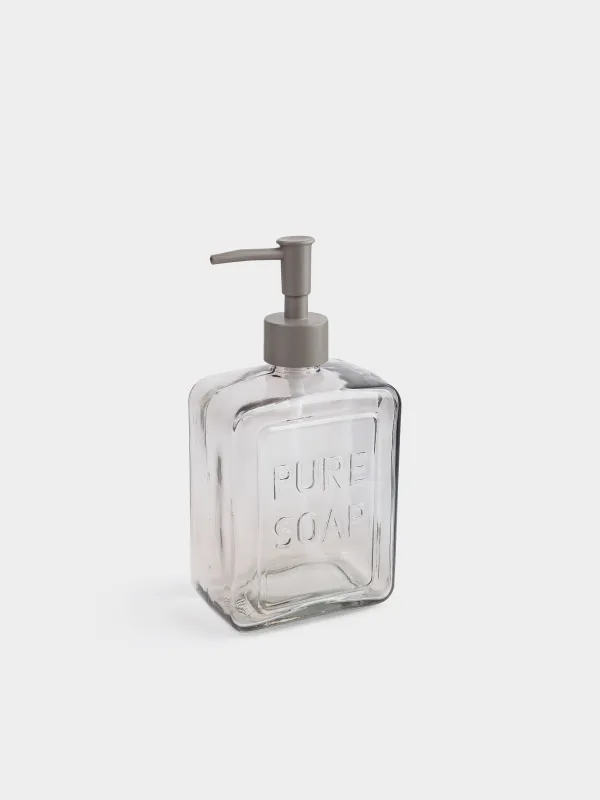 Сұйық сабын мөлшерлегіші, 570 мл, шыны/пластик, сұр-қоңыр, Pure soap, Title color, image-1