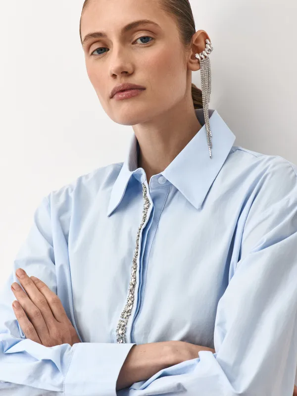 Пуссет сырғалары, 14 см, 2 дана, металл/страздар, күмістер, Кристалдар, Jewelry crystal, image-0