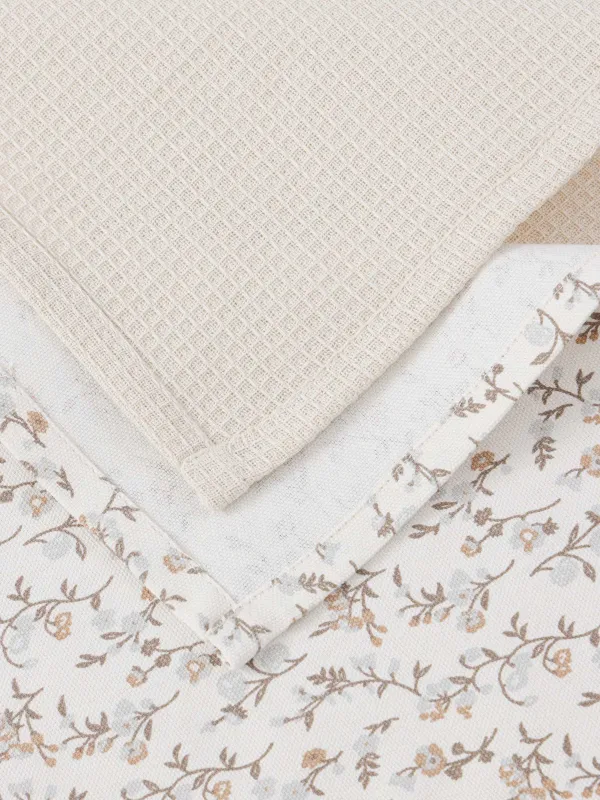 Асүйлік сүлгі, 40х60 см, 2 дана, мақта, сүт түстес/сарғылт-қоңыр, Винтажды гүлдер, La flore, image-3