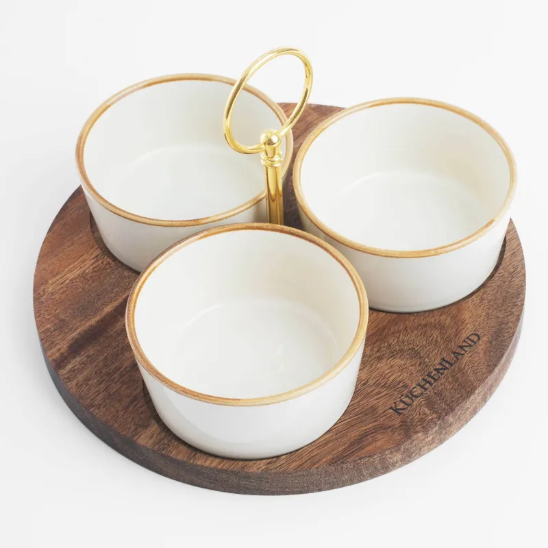 Тіскебасар жинағы, 3 зат, стендте, тұтқасы бар, керамика/ағаш, сүт, Noble tree, image-3