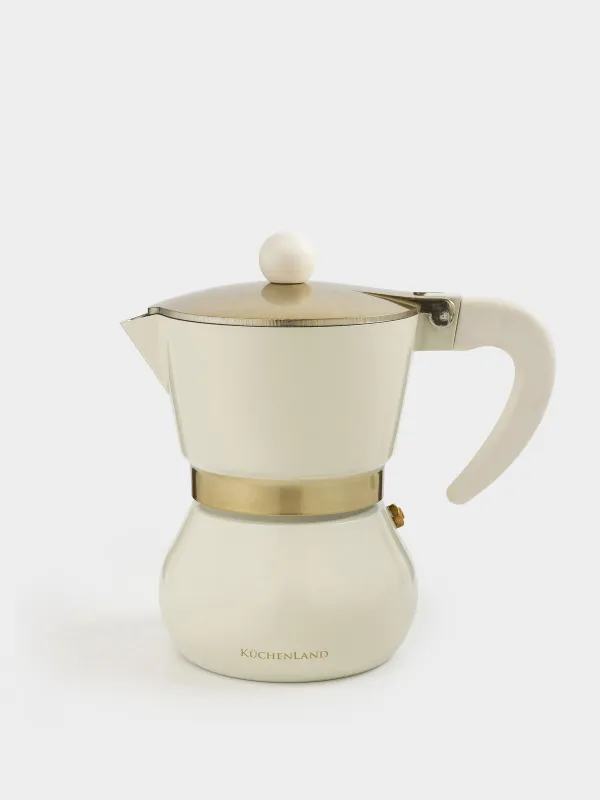 Кофеварка гейзерная, 150 мл, алюминий/пластик, бежево-золотистая, Laneri, image-0
