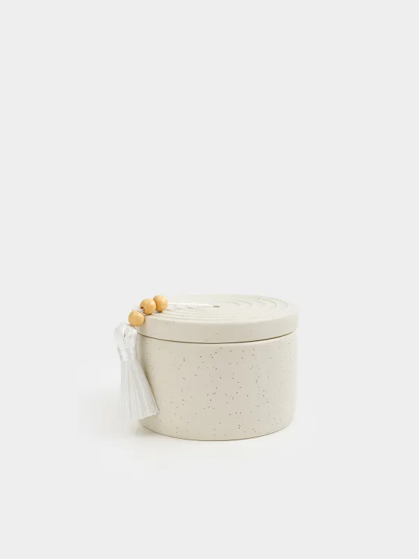 Хош иісті шам, 7 см, шам ұстағышта, шашақпен, керамика, Sage and Sea salt, Delicia, image-0