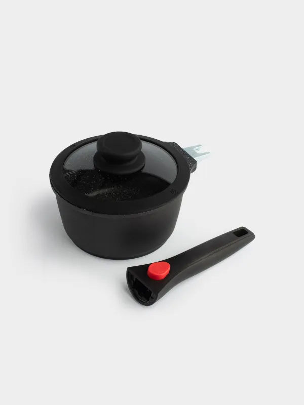 Шөміш, 16 см, 1,5 л, қақпағы бар, алынбалы тұтқасы, қапталған, алюминий, Solution Red 2, image-5