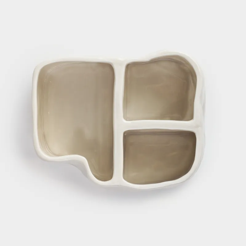 Органайзер для косметики, 18х14 см, 3 отд, фарфор P, серо-бежевый, Мятый эффект, Crumple bath, image-4