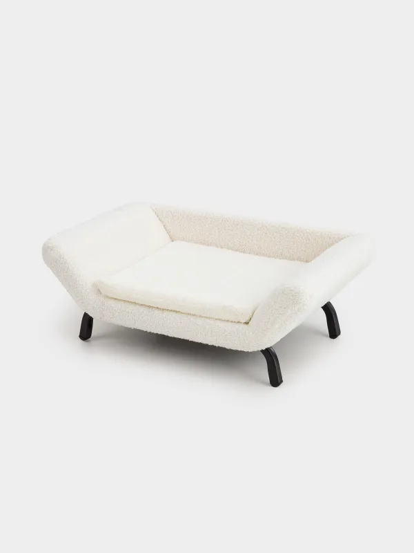 Лежак-диван для животных, 64х35х24 см, букле/дерево, молочный, Boucle, image-4