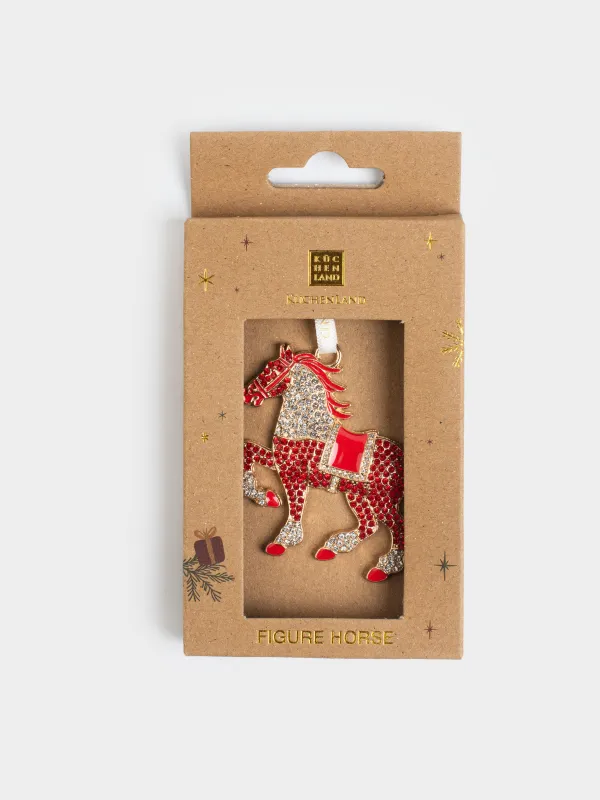 Шырша ойыншығы, 6 см, металл/страздар, қызыл, Страздары бар жылқы, Figure horse, image-3