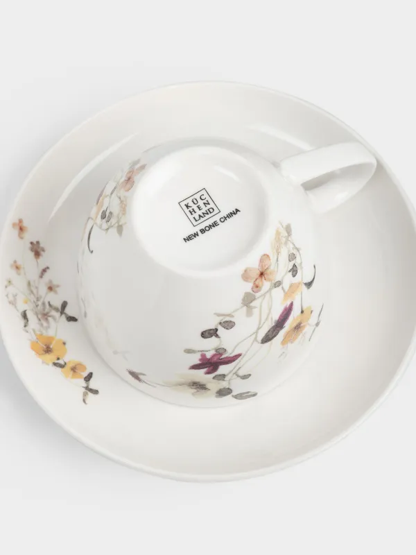 Шай жұбы, 6 адам, 12 зат, 220 мл, фарфор N, ақ, Сары гүлдер, Floweri, image-6