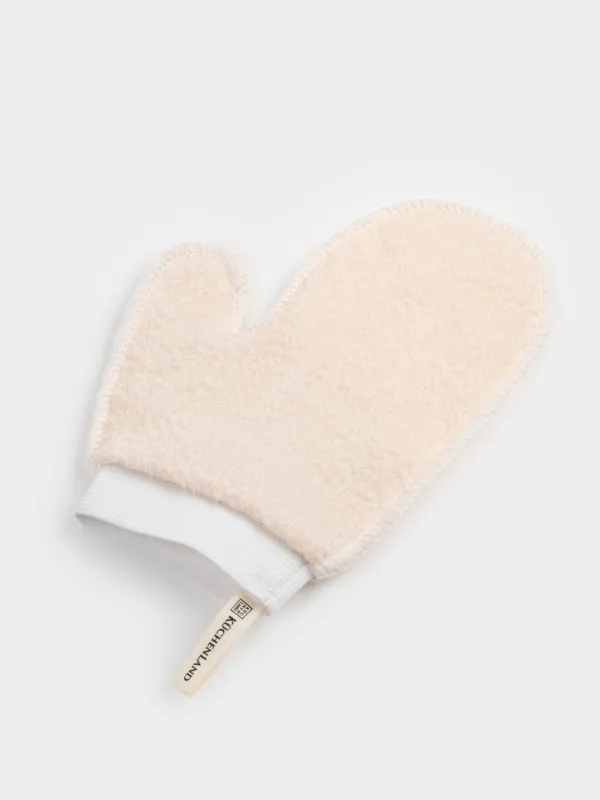 Мочалка-варежка для мытья тела, 21х17 см, отшелушивающая, полиэстер/нейлон, белая, Unique spa, image-2