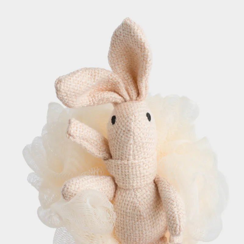 Балаларға арналған дене жууға арналған жөке, 10х16 см, полиэтилен/полиэстер, қызғылт, Қоян, Rabbit, image-3