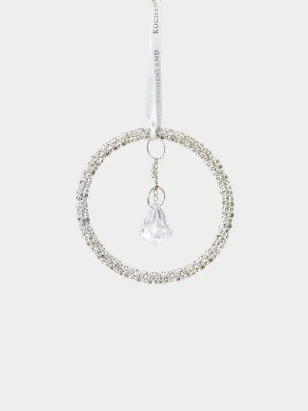 Шырша ойыншығы, 8 см, акрил/металл, күміс, Кристалы бар алқа, Ice crystal, image-0