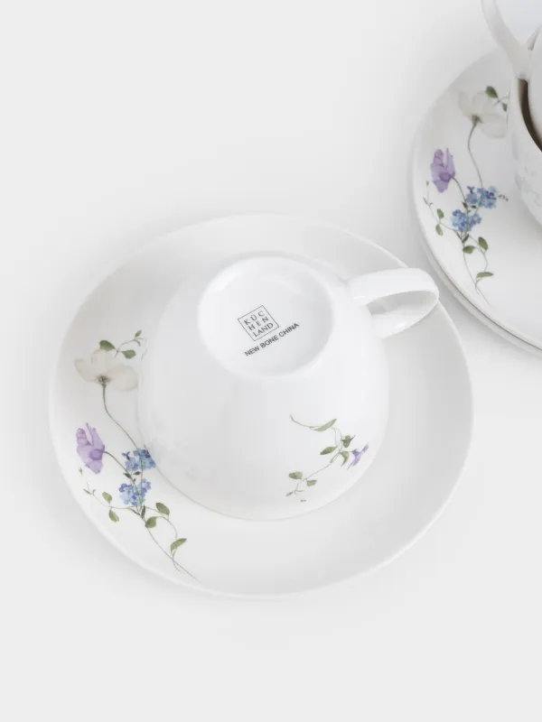 Шай жұбы, 6 адам, 12 зат, 220 мл, фарфор N, ақ, Дала гүлдері, Cowslip, image-1