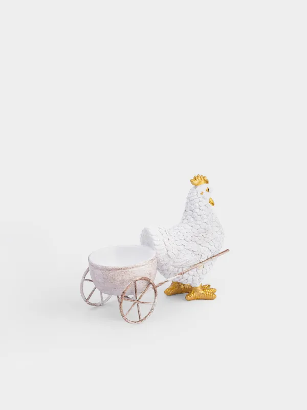 Подставка для яйца, 12х10 см, полирезин/металл, бело-золотистая, Курочка, Easter pullet, image-2