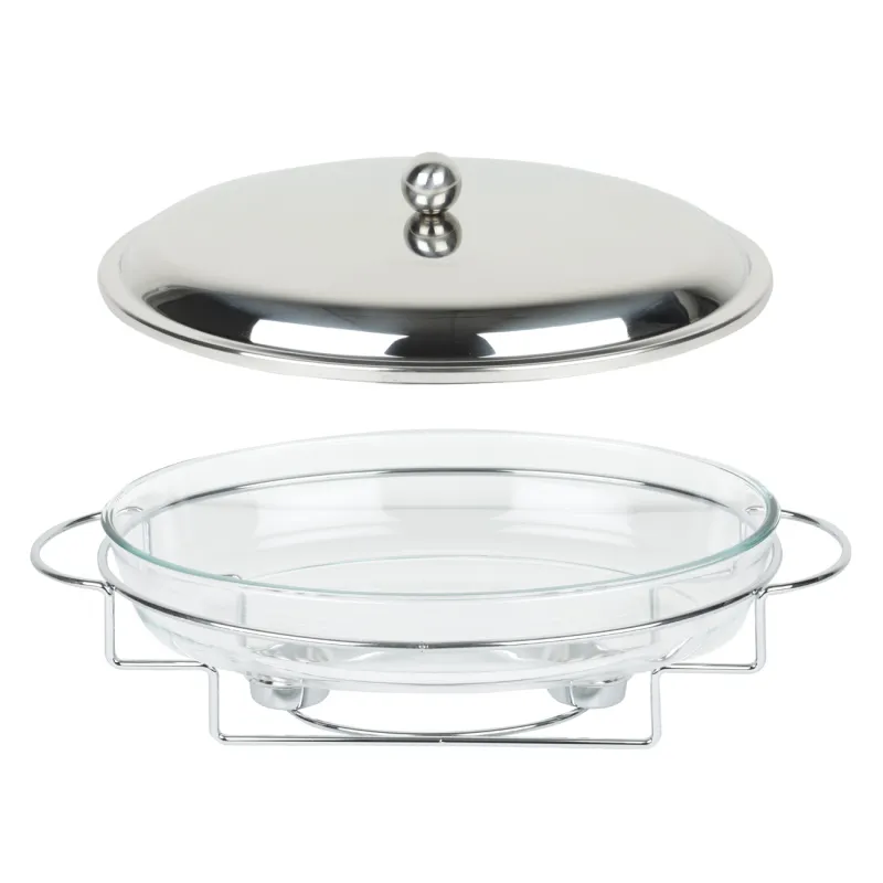 Блюдо с подогревом, 35х24 см, стекло Т/металл, овальное, Elegance, image-4