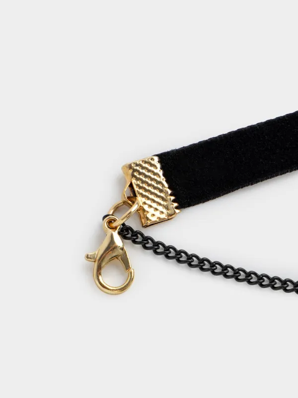 Чокер, 29 см, бархат/металл, черный, Сердце, Heart, image-3