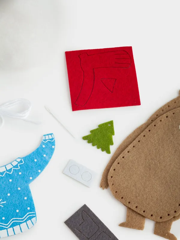 Шығармашылық жиынтығы, 13х15 см, қолөнер, киіз/мақта, Свитер киген аю, Creativity, image-2