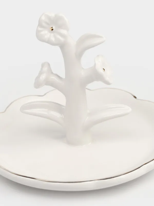 Держатель для украшений, 13х10 см, керамика D, молочно-золотистый, Цветы, Bloome, image-3