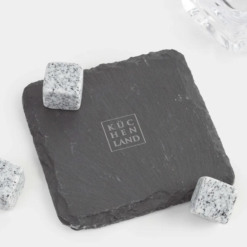 Вискиге арналған жиынтық, 1 адам, 5 зат, қорапта, шыны/текшелер/тұғыр, шыны/мәрмәр/тақтатас, Bar, image-1