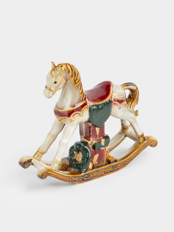 Статуэтка, 13 см, керамика, Лошадка-качалка с подарками, Christmas miracle classic, image-1