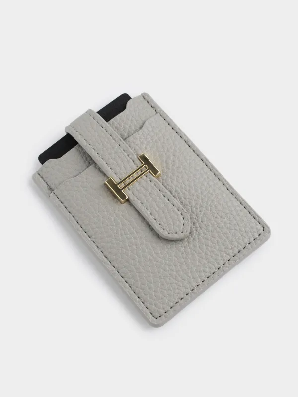 Картхолдер, 10х7 см, c ремешком, полиуретан, серый, Memo, image-2