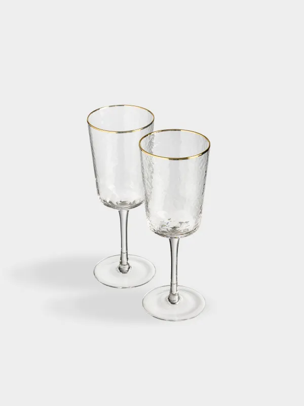 Шарапқа арналған бокал, 350 мл, 2 дана, шыны, алтын жиегі бар, Ripply gold, image-3