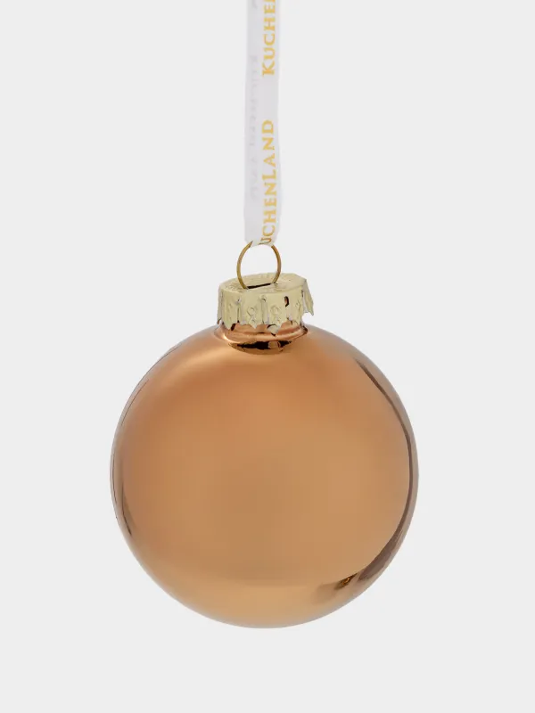 Шырша ойыншықтарының жиынтығы, 4 см, 8 дана, шыны, жылтырақтары бар, шампан, Шар, Ball sparkle, image-1