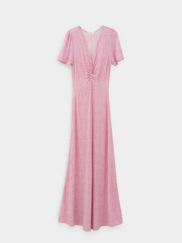 Әйелдер көйлегі, макси, өлшемі S, қысқа жеңді, полиэстер, қызғылт, Гүлдер, Umina, image-8