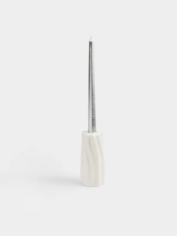 Подсвечник, 7x14 см, для тонкой свечи, керамика D, молочный, Волнистый край, Crumple, image-2