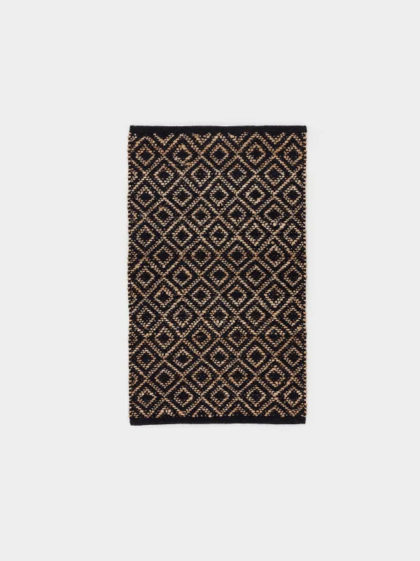Кілем, 60х100 см, джут / мақта, құм / қара, Гауһар, Jute, image-0