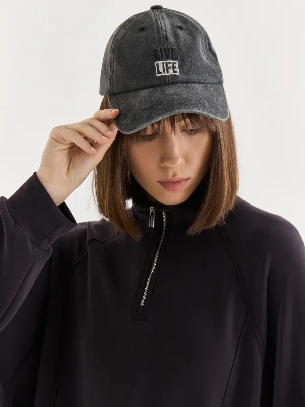 Бейсбол қалпақшасы, 57 см, бірыңғай өлшем, мақта, қара, Live life, Shore, image-4